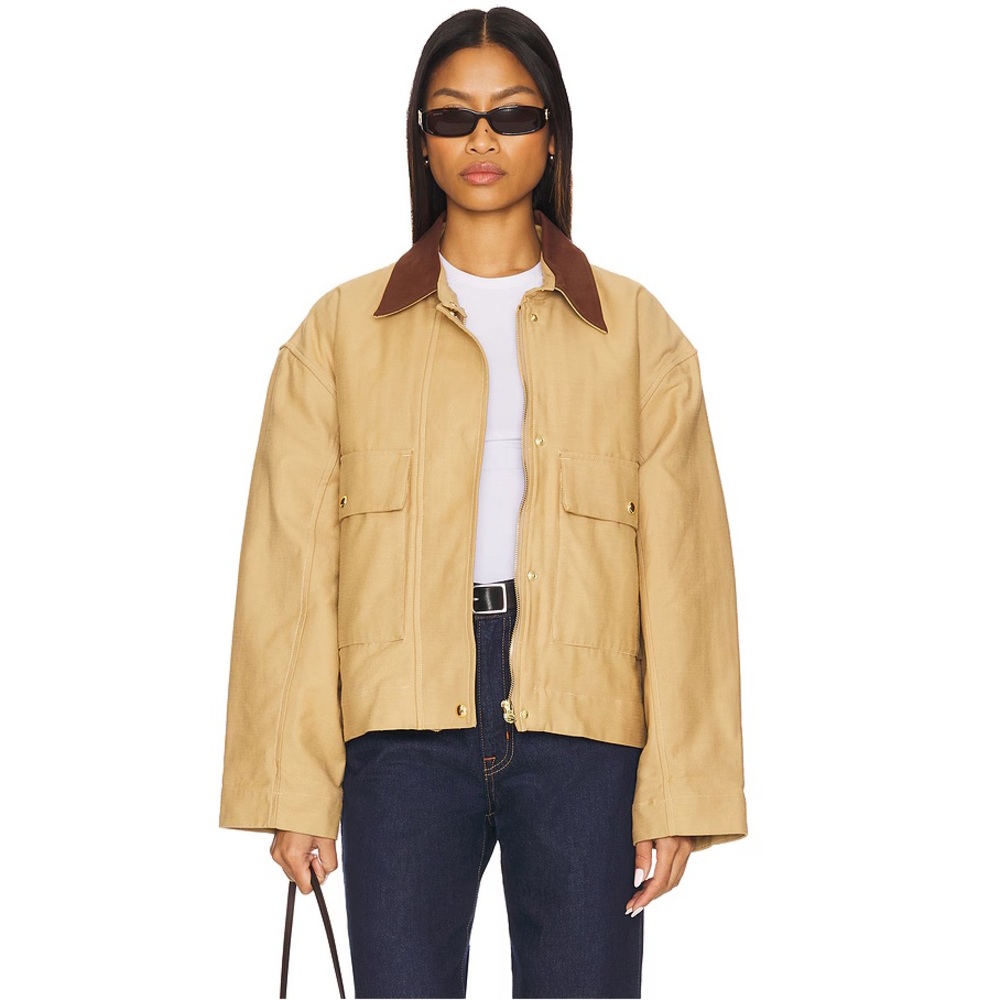 NWOT Rag & Bone Nonie 2-in-1 Cotton Twill Jacket in Beige Chore Coat - Size Med